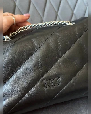 PINKO Baby Love Bag Puff Maxi Quilt Black Silver [оригінальна коробка] — головне фото товару