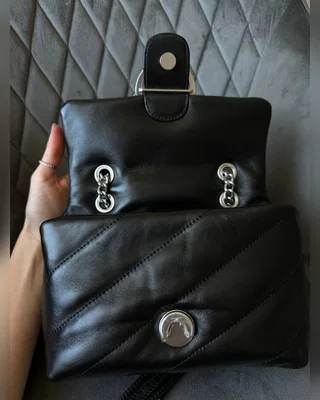 PINKO Baby Love Bag Puff Maxi Quilt Black Silver [оригінальна коробка] — головне фото товару