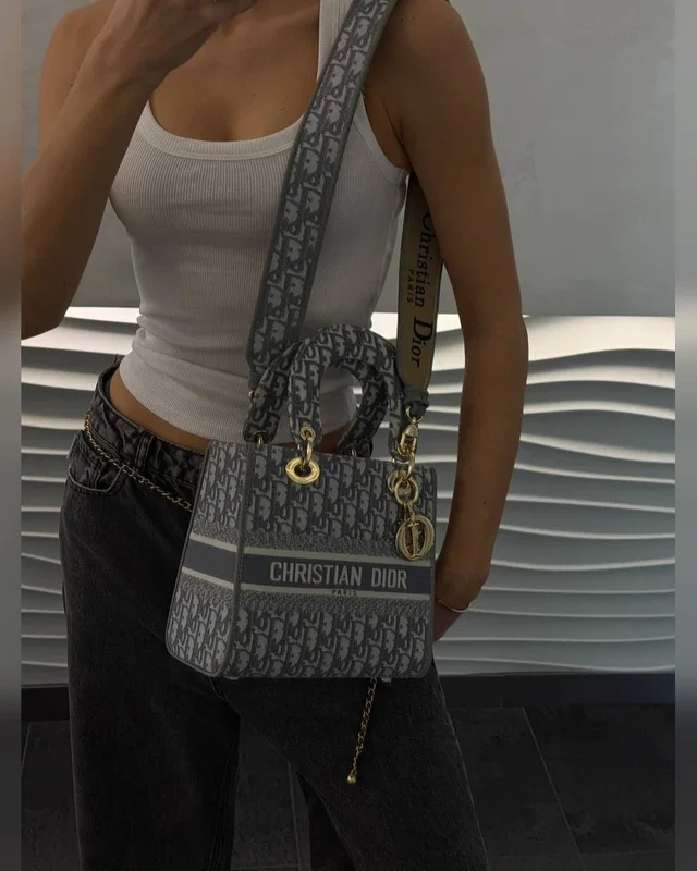 Dior Christian Dior Medium Lady D Lite Bag Light Grey [оригінальна коробка] 25 х 21 х 9 — головне фото товару