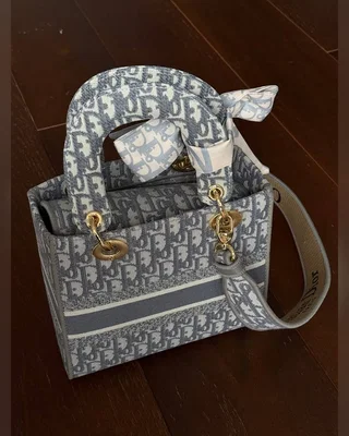 Dior Christian Dior Medium Lady D Lite Bag Light Grey [оригінальна коробка] 25 х 21 х 9 — головне фото товару