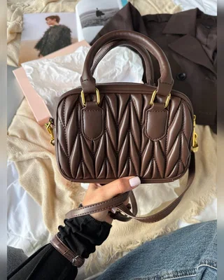 Miu Miu Arcadie Matelassé Nappa Leather Bag Brown [оригінальна коробка] 19 х 13 х 5 — головне фото товару