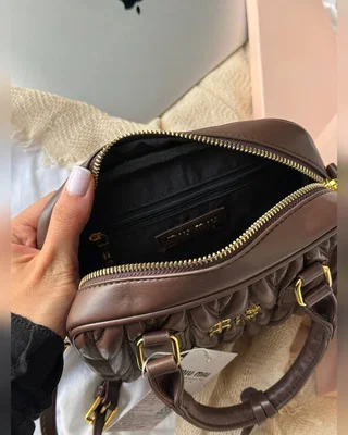 Miu Miu Arcadie Matelassé Nappa Leather Bag Brown [оригінальна коробка] 19 х 13 х 5 — головне фото товару