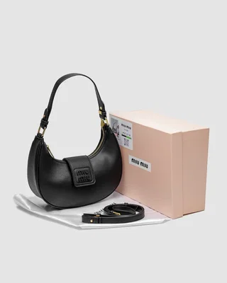 Miu Miu Leather Hobo Bag Black — головне фото товару