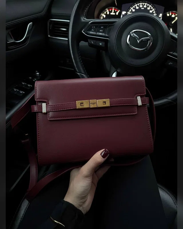 Saint Laurent Manhattan Leather Shoulder Bag Wine Магнітна + Захисна коробка 24 x 18 x 8 — головне фото товару