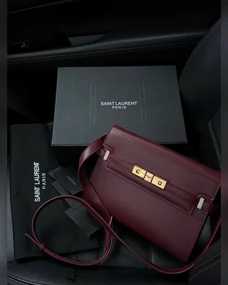 Saint Laurent Manhattan Leather Shoulder Bag Wine Магнітна + Захисна коробка 24 x 18 x 8 — головне фото товару