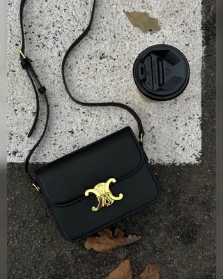 Celine Teen Triomphe Bag Black Gold in Shiny Calfskin (Коробка оригінал) — головне фото товару