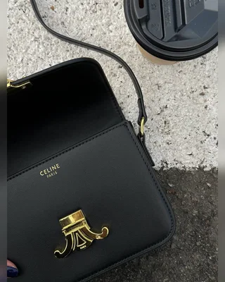 Celine Teen Triomphe Bag Black Gold in Shiny Calfskin (Коробка оригінал) — головне фото товару
