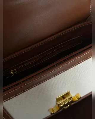 Celine Teen Triomphe Bag in Textile Calfskin Tan [звичайна брендована коробка] 18 x 14 x 5 — головне фото товару