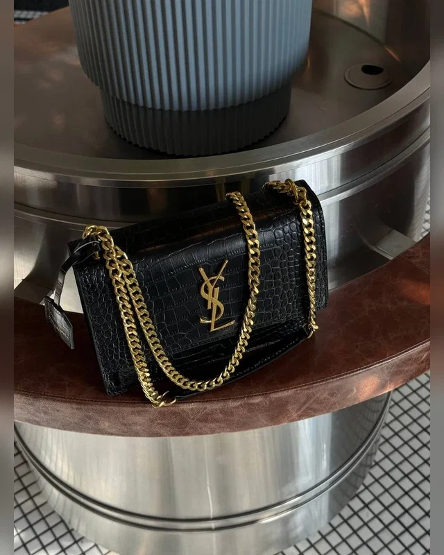 Saint Laurent Medium Sunset in Croco Leather Black/Gold (Коробка ОРИГІНАЛ) 24x14x7 — головне фото товару