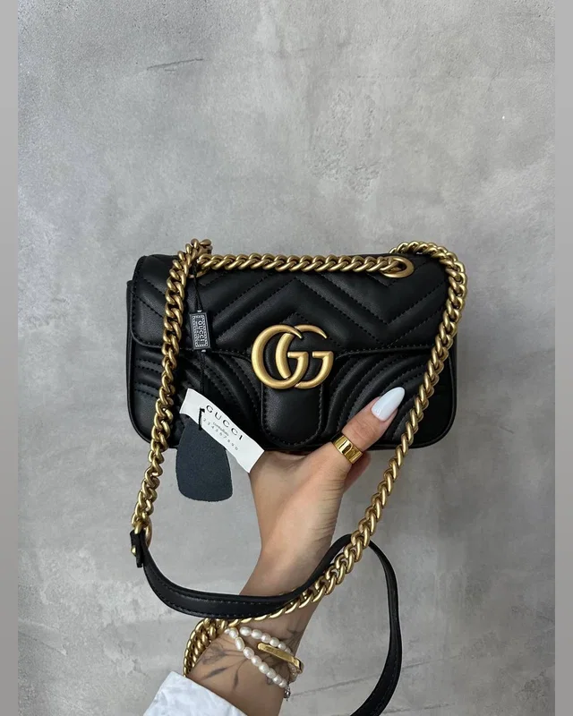Gucci Marmont Mini Shoulder Bag Black/Gold [коробка магніт] 21 x 13 x 6 — головне фото товару