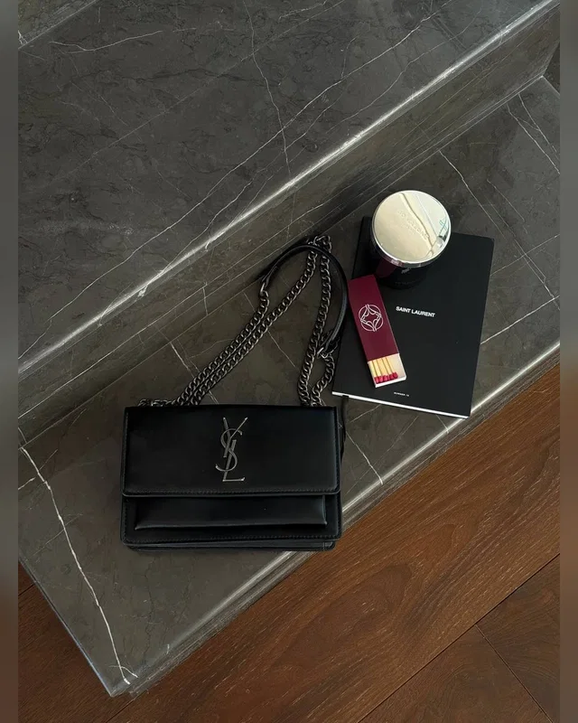 Saint Laurent Medium Sunset in Smooth Leather Black/Silver 22 х 14 х 7 — головне фото товару