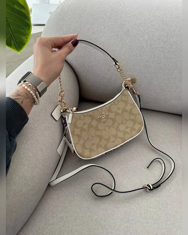 COACH ‎‎‎‎ Coach Teri Shoulder Bag In Signature Canvas Snake Beige [крафтова брендована коробка] 24 х 14 х 6 5 — головне фото товару