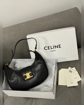 Celine Ava Triomphe Soft Bag in Smooth Calfskin Black [оригінальна брендована коробка] — головне фото товару