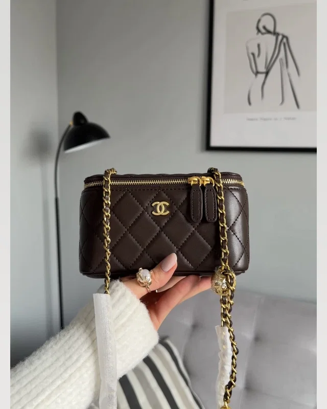 Chanel Classic Lambskin Pearl Crush Vanity Bag Brown/Gold [оригінальна магнітна коробка] 17 х 11 х 8(всередині золота) — головне фото товару