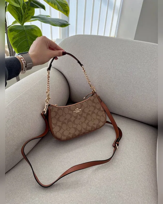 COACH ‎‎‎‎ Coach Teri Shoulder Bag In Signature Canvas Brown Beige [крафтова брендована коробка] — головне фото товару