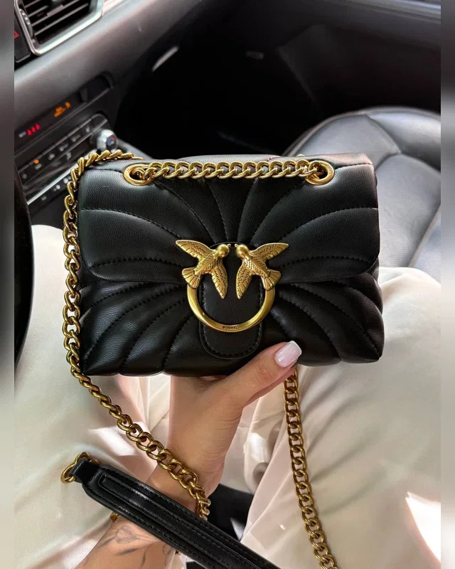 PINKO Love Bag Puff Butterfly Quilt Black Gold [оригінальна коробка] — головне фото товару