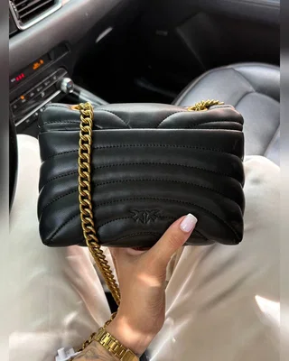 PINKO Love Bag Puff Butterfly Quilt Black Gold [оригінальна коробка] — головне фото товару