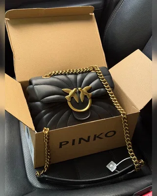 PINKO Love Bag Puff Butterfly Quilt Black Gold [оригінальна коробка] — головне фото товару