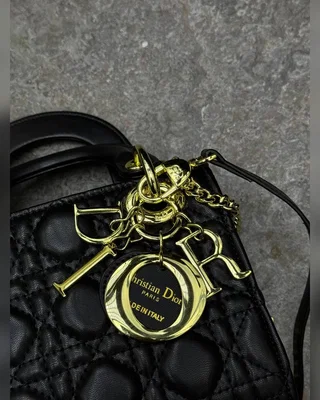Dior Mini Lady Dior Bag Black Gold ОДИН РЕМІНЕЦЬ [звичайна бренд коробка] 17 х 15 х 6 — головне фото товару