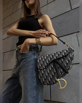 Dior Saddle Bag with Strap Blue Dior Oblique Jacquard [звичайна бренд коробка] — головне фото товару