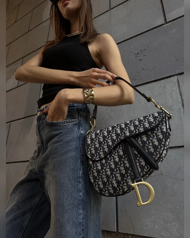 Dior Saddle Bag with Strap Blue Dior Oblique Jacquard [звичайна бренд коробка] — головне фото товару