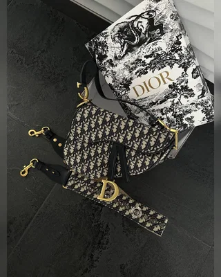 Dior Saddle Bag with Strap Blue Dior Oblique Jacquard [звичайна бренд коробка] — головне фото товару
