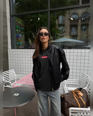 Miu Miu Leather Bomber Jacket Black One Size — головне фото товару