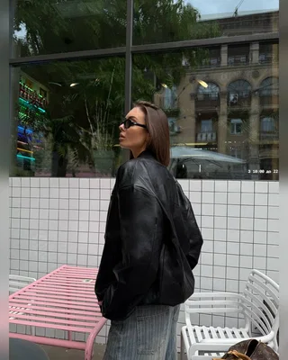 Miu Miu Leather Bomber Jacket Black One Size — головне фото товару