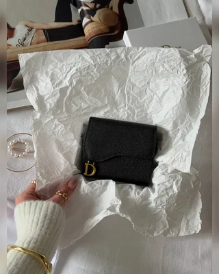 Dior Christian Dior Saddle Lotus Wallet Black Gold — головне фото товару