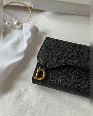 Dior Christian Dior Saddle Lotus Wallet Black Gold — головне фото товару