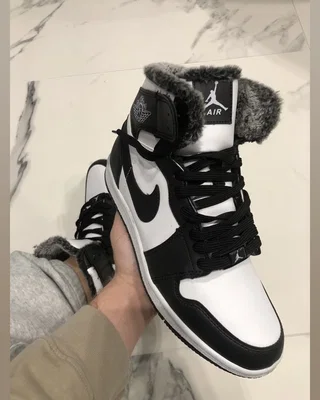 Nike 1 Retro Black White Хутро — головне фото товару