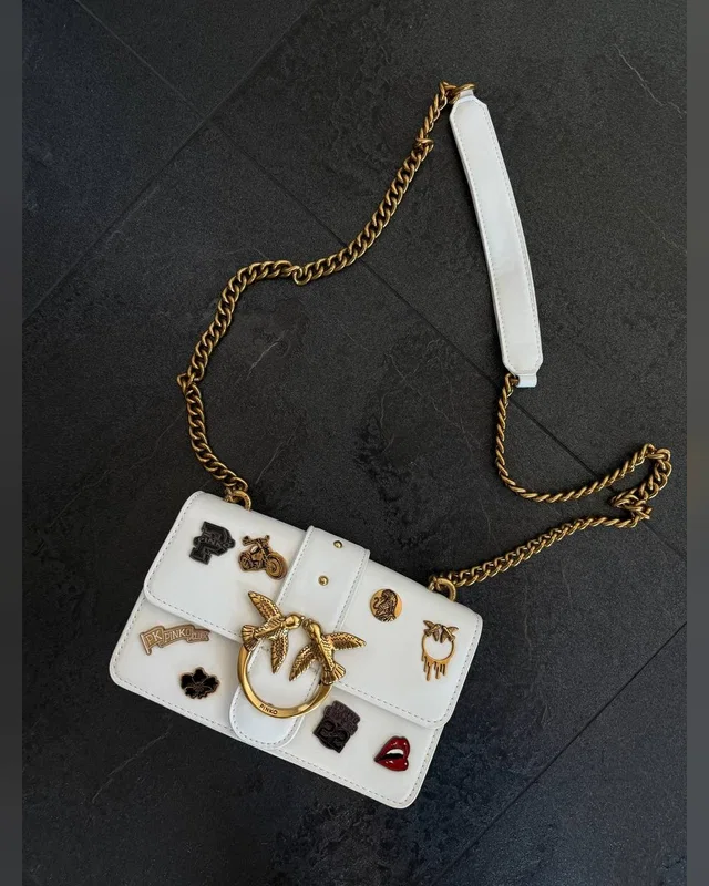 PINKO Mini Love Bag One Simply With Enamel Pin White [оригінальна коробка] 20 х 12.5 х 6.5 — головне фото товару