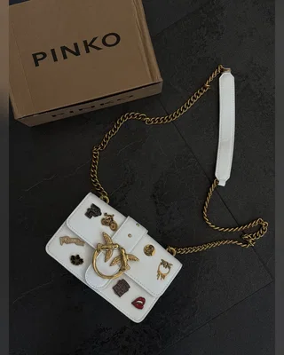 PINKO Mini Love Bag One Simply With Enamel Pin White [оригінальна коробка] 20 х 12.5 х 6.5 — головне фото товару
