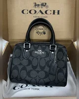 COACH Coach Rowan Satchel Bag In Signature Canvas Grey/Silver 17 x 12 x 10 COACH — головне фото товару