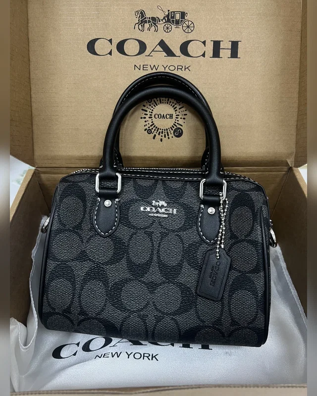 COACH Coach Rowan Satchel Bag In Signature Canvas Grey/Silver 17 x 12 x 10 COACH — головне фото товару
