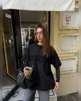 Balenciaga T-Shirt with Logo Embroidery Black One Size — головне фото товару
