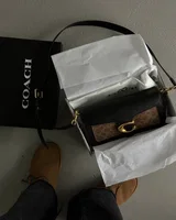 COACH Coach Tabby Shoulder Bag 26 In Signature Canvas Black/Beige/Gold COACH — головне фото товару