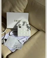 Dior Mini Lady Dior Bag White/Silver 16.5 х 14.5 х 5 см — головне фото товару