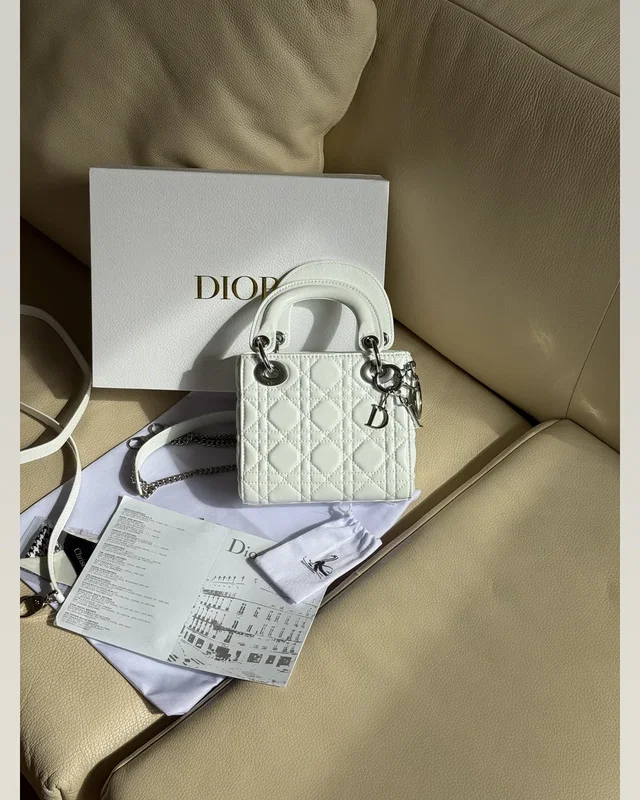 Dior Mini Lady Dior Bag White/Silver 16.5 х 14.5 х 5 см — головне фото товару