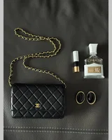 Chanel Classic Wallet on Chain Quilted Black/Gold Магнітна Коробка 19.5 х 13 х 4 — головне фото товару