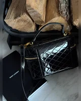 Saint Laurent Gaby Vanity Lacquered Leather Bag Black (Брендована коробка) 18 x 11 x 7 — головне фото товару