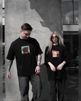 Sane Футболка чорна (принт коти щічки ) — головне фото товару