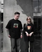 Sane Футболка чорна (принт коти щічки ) — головне фото товару