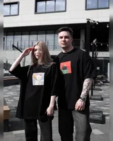 Sane Футболка чорна (принт коти прибирання ) — головне фото товару