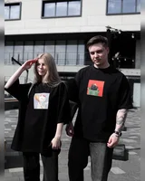 Sane Футболка чорна (принт коти прибирання ) — головне фото товару