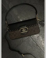 COACH Coach Morgan Shoulder Bag Brown/Black With Rivets COACH — головне фото товару