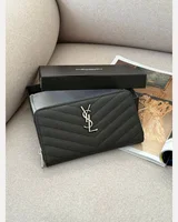 Saint Laurent Plain Leather Long Wallet Black/Silver — головне фото товару