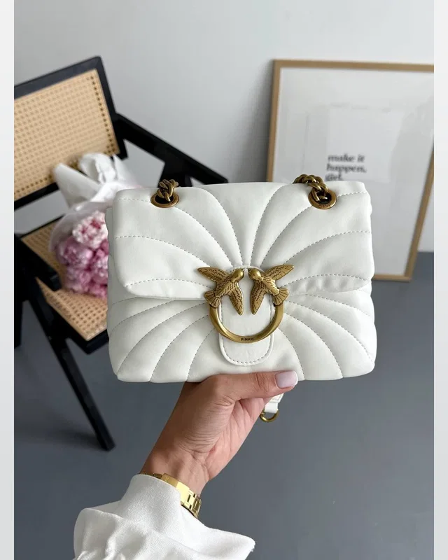 PINKO Love Bag Puff Butterfly Quilt White/Gold 21 х 14 х 8 — головне фото товару