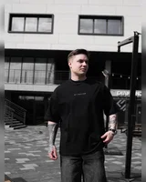 Sane Футболка чорна (принт кіт-собака ) — головне фото товару
