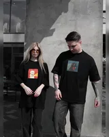 Sane Футболка чорна (принт коти світло ) — головне фото товару